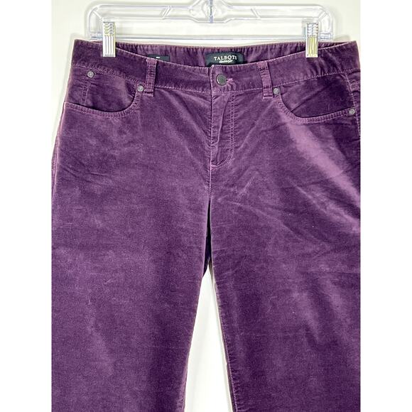 Talbots Dark Purple Velvet Wide Leg Bootcut Flare Low Rise Trouser Pants Size 8 - Picture 2 of 8
